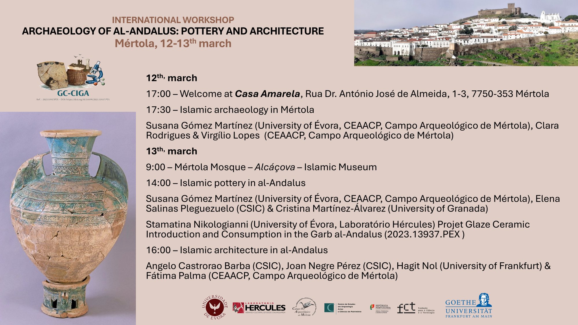 Mértola INTERNATIONAL WORKSHOP: “Achaeology of Al-Andalus: Pottery and Architecture”